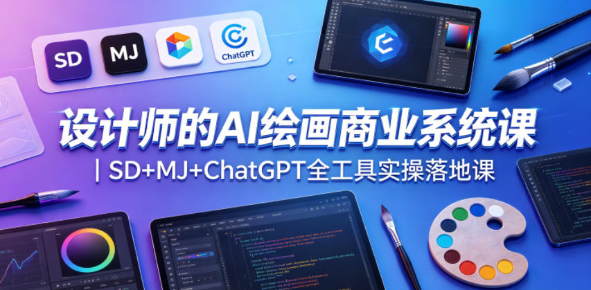设计师的AI绘画商业系统课|SD+MJ+ChatGPT全工具实操落地课牛品源码-源码下载-源码社区-zblog主题插件-PHP源码-三合一源码-直播源码-短视频源码-APP源码-即时通讯-源码-交友源码牛品源码