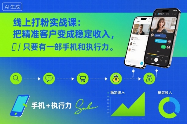 线上打粉实战课:把精准客户变成稳定收入,只要有一部手机和执行力牛品源码-源码下载-源码社区-zblog主题插件-PHP源码-三合一源码-直播源码-短视频源码-APP源码-即时通讯-源码-交友源码牛品源码