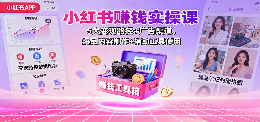 小红书赚钱实操课：5大变现路径+广告渠道，爆品内容制作+辅助工具使用牛品源码-源码下载-源码社区-zblog主题插件-PHP源码-三合一源码-直播源码-短视频源码-APP源码-即时通讯-源码-交友源码牛品源码