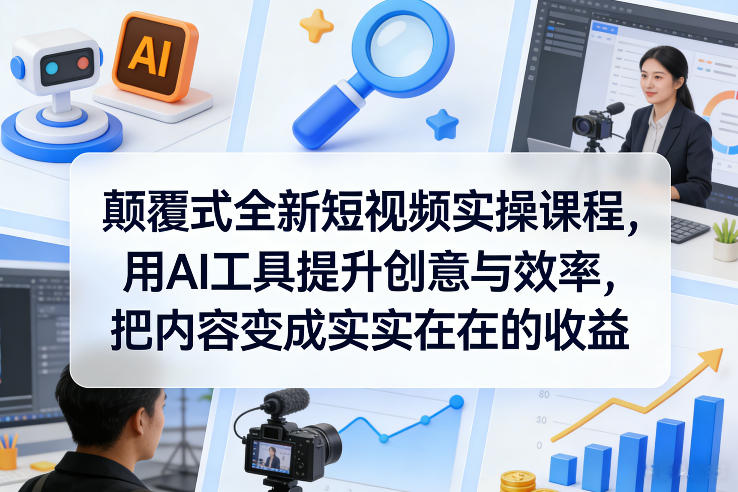 颠覆式全新短视频实操课程,用AI工具提升创意与效率,把内容变成实实在在的收益牛品源码-源码下载-源码社区-zblog主题插件-PHP源码-三合一源码-直播源码-短视频源码-APP源码-即时通讯-源码-交友源码牛品源码