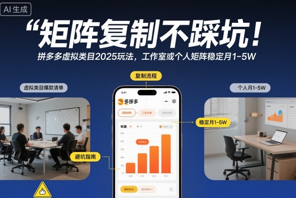 矩阵复制不踩坑!拼多多虚拟类目2025玩法,工作室或者个人矩阵稳定月1-5W【揭秘】牛品源码-源码下载-源码社区-zblog主题插件-PHP源码-三合一源码-直播源码-短视频源码-APP源码-即时通讯-源码-交友源码牛品源码