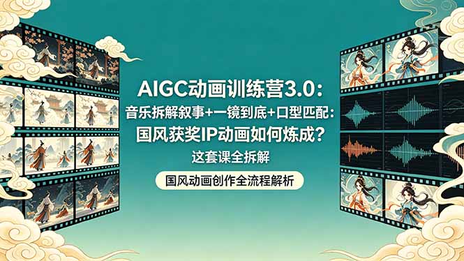 AIGC动画训练营3.0：音乐拆解叙事+一镜到底+口型匹配：国风获奖IP动画如何炼成？这套课全拆解牛品源码-源码下载-源码社区-zblog主题插件-PHP源码-三合一源码-直播源码-短视频源码-APP源码-即时通讯-源码-交友源码牛品源码