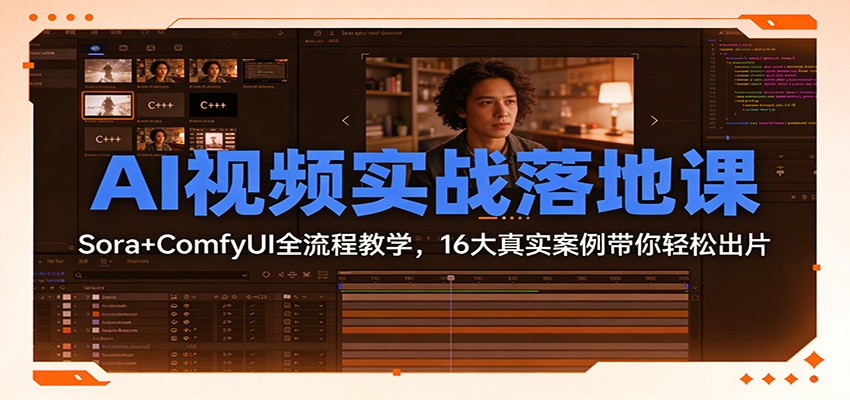 AI视频实战落地课：Sora+ComfyUI全流程教学，16大真实案例带你轻松出片牛品源码-源码下载-源码社区-zblog主题插件-PHP源码-三合一源码-直播源码-短视频源码-APP源码-即时通讯-源码-交友源码牛品源码