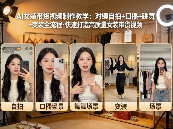 AI女装带货视频制作教学，对镜自拍、口播、跳舞、变装全流程，快速打造高质量女装带货视频牛品源码-源码下载-源码社区-zblog主题插件-PHP源码-三合一源码-直播源码-短视频源码-APP源码-即时通讯-源码-交友源码牛品源码