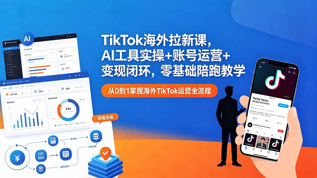 TikTok海外拉新课,AI工具实操+账号运营+变现闭环,零基础陪跑教学牛品源码-源码下载-源码社区-zblog主题插件-PHP源码-三合一源码-直播源码-短视频源码-APP源码-即时通讯-源码-交友源码牛品源码