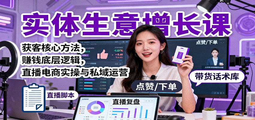 实体生意增长课：获客核心方法，赚钱底层逻辑，直播电商实操与私域运营牛品源码-源码下载-源码社区-zblog主题插件-PHP源码-三合一源码-直播源码-短视频源码-APP源码-即时通讯-源码-交友源码牛品源码