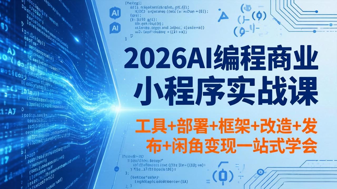 2026AI编程商业小程序实战课，工具+部署+框架+改造+发布+闲鱼变现一站式学会牛品源码-源码下载-源码社区-zblog主题插件-PHP源码-三合一源码-直播源码-短视频源码-APP源码-即时通讯-源码-交友源码牛品源码