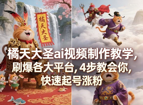 橘天大圣ai视频制作教学,刷爆各大平台,4步教会你,快速起号涨粉牛品源码-源码下载-源码社区-zblog主题插件-PHP源码-三合一源码-直播源码-短视频源码-APP源码-即时通讯-源码-交友源码牛品源码