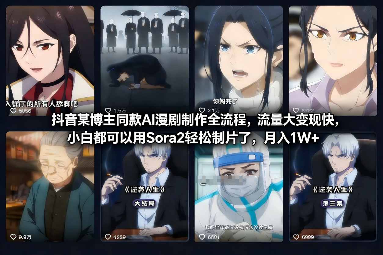 抖音某博主同款AI漫剧制作全流程,流量大变现快,小白都可以用Sora2轻松制片了,月入1W+牛品源码-源码下载-源码社区-zblog主题插件-PHP源码-三合一源码-直播源码-短视频源码-APP源码-即时通讯-源码-交友源码牛品源码