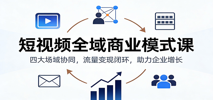 短视频全域商业模式课：四大场域协同，流量变现闭环，助力企业增长牛品源码-源码下载-源码社区-zblog主题插件-PHP源码-三合一源码-直播源码-短视频源码-APP源码-即时通讯-源码-交友源码牛品源码