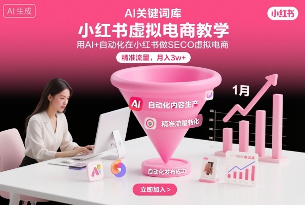 小红书虚拟电商项目，用AI+自动化在小红书做SEO虚拟电商，精准流量，月入3w+牛品源码-源码下载-源码社区-zblog主题插件-PHP源码-三合一源码-直播源码-短视频源码-APP源码-即时通讯-源码-交友源码牛品源码