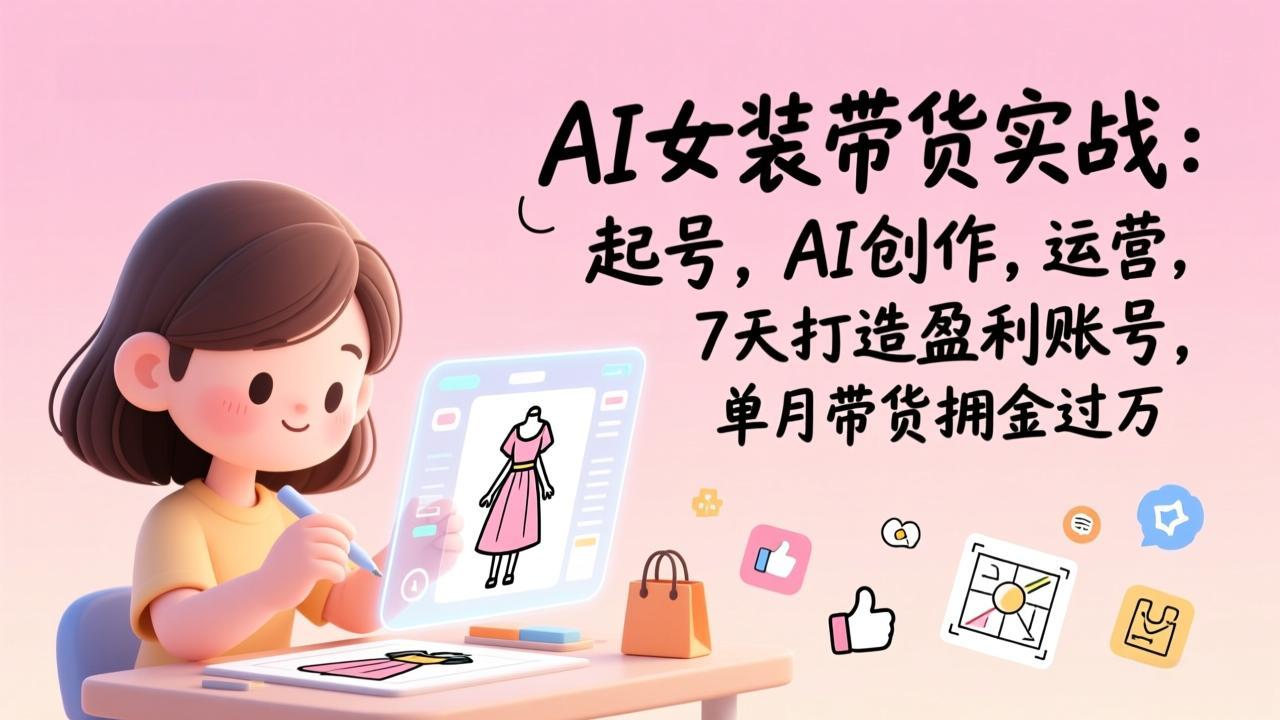 AI女装带货实战:起号,AI创作,运营,7天打造盈利账号,单月带货佣金过万牛品源码-源码下载-源码社区-zblog主题插件-PHP源码-三合一源码-直播源码-短视频源码-APP源码-即时通讯-源码-交友源码牛品源码
