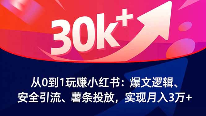 从0到1玩赚小红书：爆文逻辑、安全引流、薯条投放，实现月入3万+牛品源码-源码下载-源码社区-zblog主题插件-PHP源码-三合一源码-直播源码-短视频源码-APP源码-即时通讯-源码-交友源码牛品源码