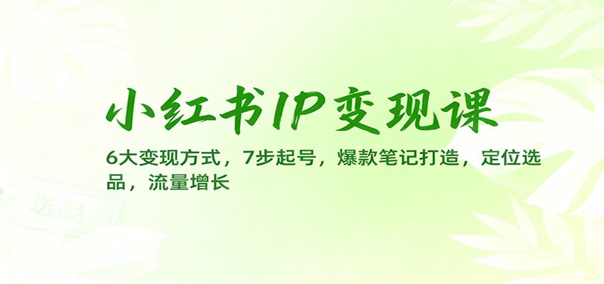 小红书IP变现课：6大变现方式，7步起号，爆款笔记打造，定位选品，流量增长牛品源码-源码下载-源码社区-zblog主题插件-PHP源码-三合一源码-直播源码-短视频源码-APP源码-即时通讯-源码-交友源码牛品源码