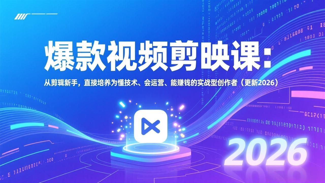 爆款视频剪映课:从剪辑新手,直接培养为懂技术、会运营、能赚钱的实战型创作者(更新2026牛品源码-源码下载-源码社区-zblog主题插件-PHP源码-三合一源码-直播源码-短视频源码-APP源码-即时通讯-源码-交友源码牛品源码