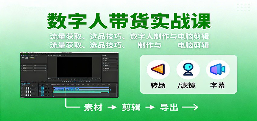 数字人变现实战课:流量获取、选品技巧、数字人制作与电脑剪辑牛品源码-源码下载-源码社区-zblog主题插件-PHP源码-三合一源码-直播源码-短视频源码-APP源码-即时通讯-源码-交友源码牛品源码