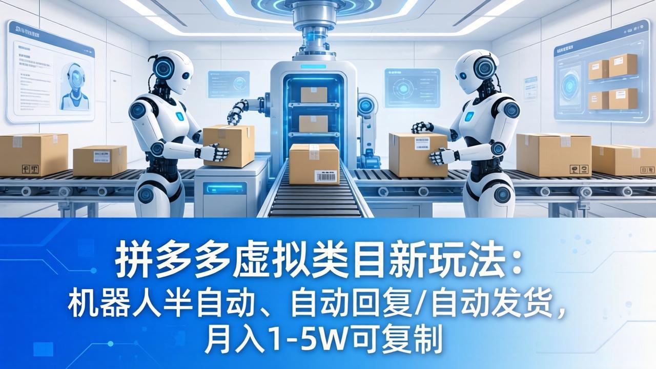 拼多多虚拟类目新玩法：机器人半自动、自动回复 /自动发货，月入 1-5W 可复制牛品源码-源码下载-源码社区-zblog主题插件-PHP源码-三合一源码-直播源码-短视频源码-APP源码-即时通讯-源码-交友源码牛品源码