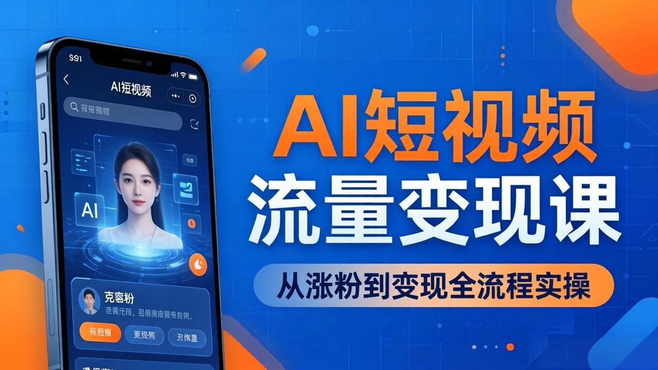 AI短视频流量变现课:一部手机玩转数字人克隆+爆款制作,从涨粉到变现全流程实操牛品源码-源码下载-源码社区-zblog主题插件-PHP源码-三合一源码-直播源码-短视频源码-APP源码-即时通讯-源码-交友源码牛品源码