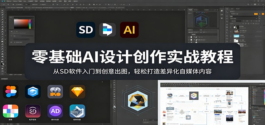 零基础AI设计创作实战教程:从SD软件入门到创意出图,轻松打造差异化自媒体内容牛品源码-源码下载-源码社区-zblog主题插件-PHP源码-三合一源码-直播源码-短视频源码-APP源码-即时通讯-源码-交友源码牛品源码