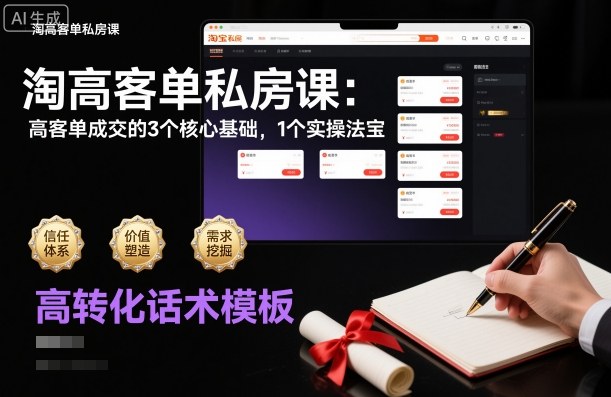淘高客单私房课：高客单成交的3个核心基础，1个实操法宝牛品源码-源码下载-源码社区-zblog主题插件-PHP源码-三合一源码-直播源码-短视频源码-APP源码-即时通讯-源码-交友源码牛品源码