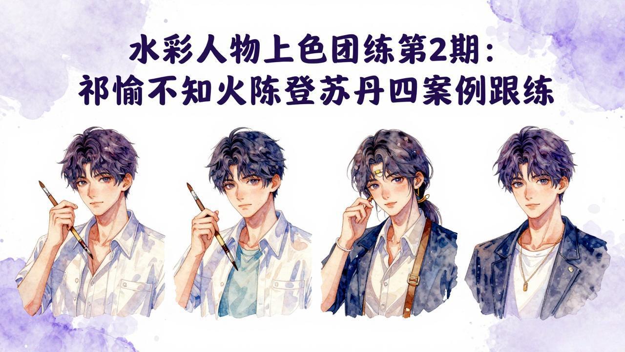 水彩人物上色团练第2期:祁煜不知火陈登苏丹四案例跟练,手把手提升绘画能力牛品源码-源码下载-源码社区-zblog主题插件-PHP源码-三合一源码-直播源码-短视频源码-APP源码-即时通讯-源码-交友源码牛品源码