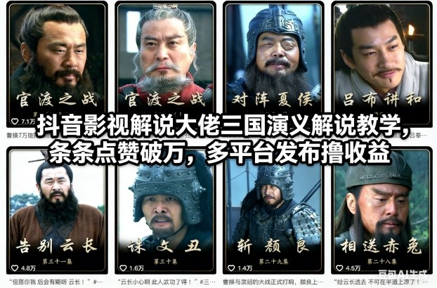 抖音影视解说大佬三国演义解说教学，条条点赞破万，多平台发布撸收益牛品源码-源码下载-源码社区-zblog主题插件-PHP源码-三合一源码-直播源码-短视频源码-APP源码-即时通讯-源码-交友源码牛品源码