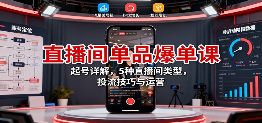 直播间单品爆单课:起号详解,5种直播间类型,投流技巧与运营牛品源码-源码下载-源码社区-zblog主题插件-PHP源码-三合一源码-直播源码-短视频源码-APP源码-即时通讯-源码-交友源码牛品源码