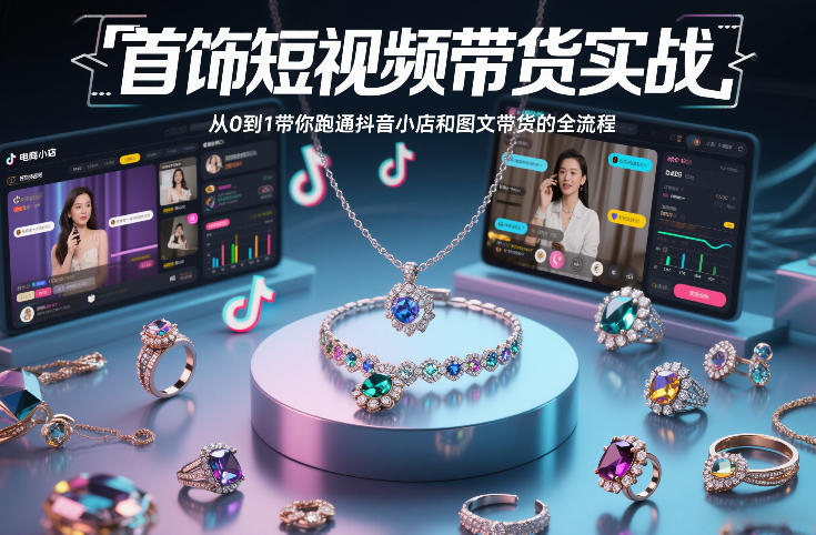 首饰短视频带货实战，从0到1带你跑通抖音小店和图文带货的全流程牛品源码-源码下载-源码社区-zblog主题插件-PHP源码-三合一源码-直播源码-短视频源码-APP源码-即时通讯-源码-交友源码牛品源码