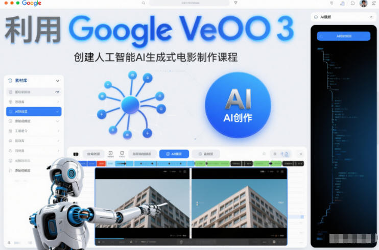 利l用Google Veo 3创建人工智能AI生成式电影制作课程,使用人工智能的力量创建令人惊叹的视频牛品源码-源码下载-源码社区-zblog主题插件-PHP源码-三合一源码-直播源码-短视频源码-APP源码-即时通讯-源码-交友源码牛品源码