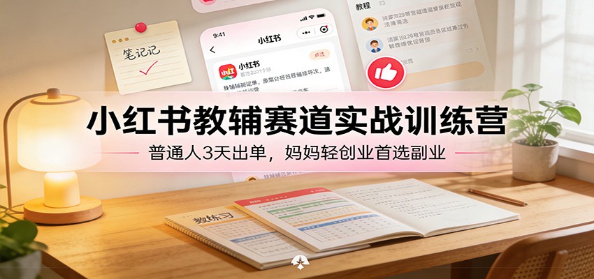 小红书教辅赛道实战训练营:普通人3天出单,妈妈轻创业首选副业牛品源码-源码下载-源码社区-zblog主题插件-PHP源码-三合一源码-直播源码-短视频源码-APP源码-即时通讯-源码-交友源码牛品源码