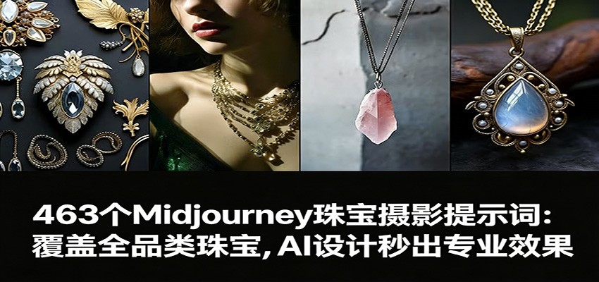 463个Midjourney珠宝摄影提示词：覆盖全品类珠宝，AI设计秒出专业效果牛品源码-源码下载-源码社区-zblog主题插件-PHP源码-三合一源码-直播源码-短视频源码-APP源码-即时通讯-源码-交友源码牛品源码