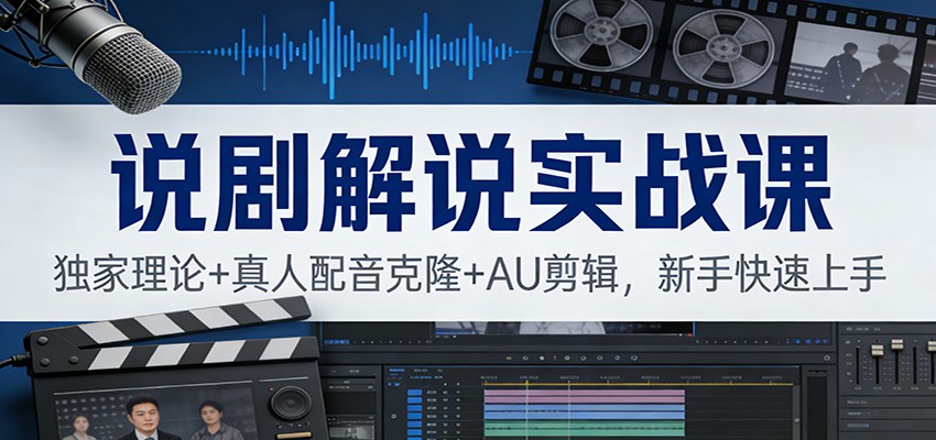 说剧解说实战课：独家理论+真人配音克隆+AU剪辑，新手快速上手牛品源码-源码下载-源码社区-zblog主题插件-PHP源码-三合一源码-直播源码-短视频源码-APP源码-即时通讯-源码-交友源码牛品源码