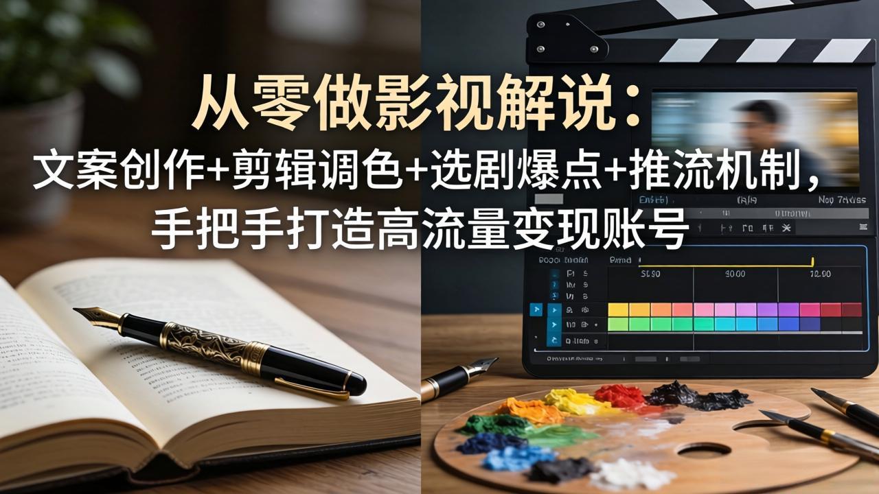 从零做影视解说：文案创作+剪辑调色+选剧爆点+推流机制，手把手打造高流量变现账号牛品源码-源码下载-源码社区-zblog主题插件-PHP源码-三合一源码-直播源码-短视频源码-APP源码-即时通讯-源码-交友源码牛品源码