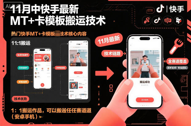11月中快手最新MT+卡模板搬运技术，1：1搬运作品，可以搬运任何赛道(安卓手机)牛品源码-源码下载-源码社区-zblog主题插件-PHP源码-三合一源码-直播源码-短视频源码-APP源码-即时通讯-源码-交友源码牛品源码