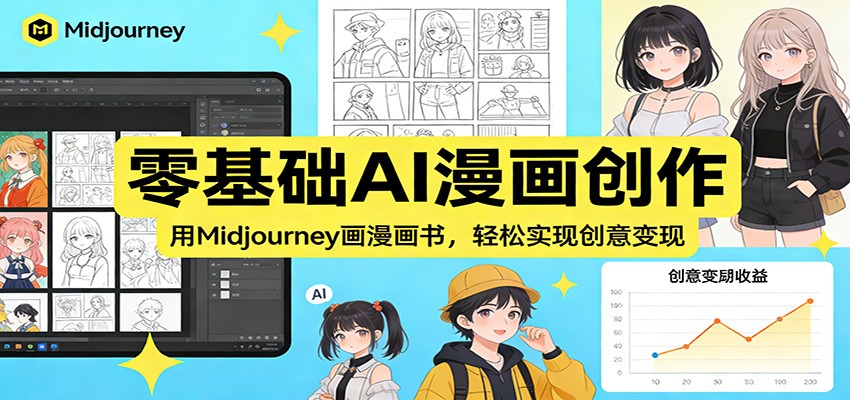 零基础AI漫画创作：用Midjourney画漫画书，轻松实现创意变现牛品源码-源码下载-源码社区-zblog主题插件-PHP源码-三合一源码-直播源码-短视频源码-APP源码-即时通讯-源码-交友源码牛品源码