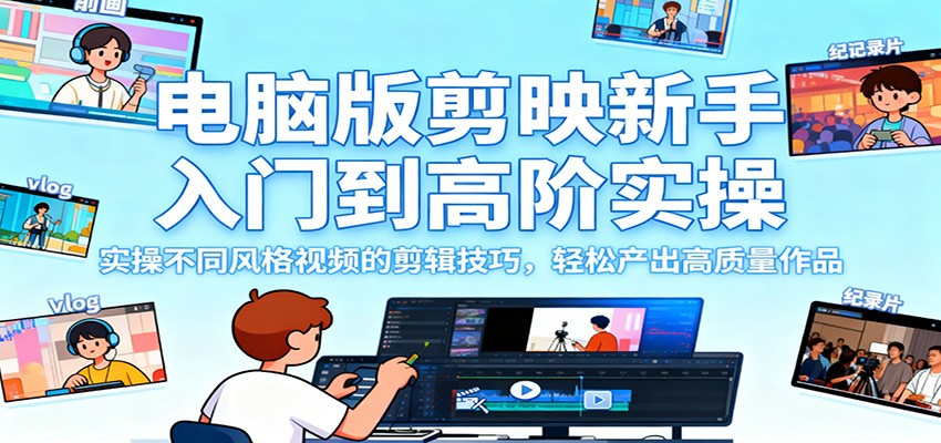 电脑版剪映新手入门到高阶实操,实操不同风格视频的剪辑技巧,轻松产出高质量作品牛品源码-源码下载-源码社区-zblog主题插件-PHP源码-三合一源码-直播源码-短视频源码-APP源码-即时通讯-源码-交友源码牛品源码