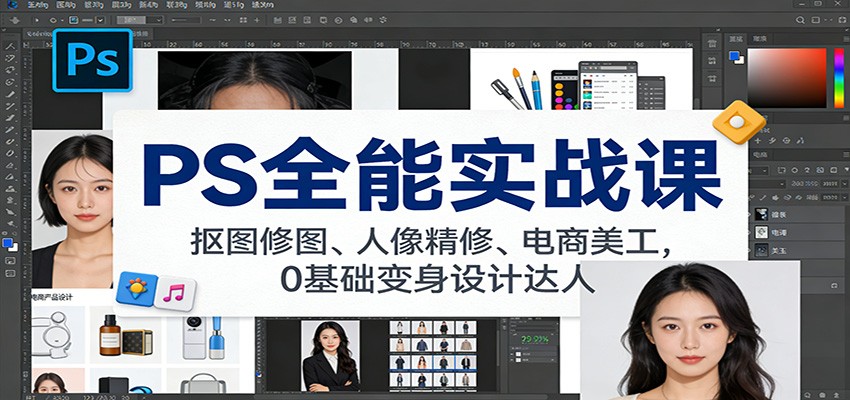 PS全能实战课:抠图修图、人像精修、电商美工,0基础变身设计达人牛品源码-源码下载-源码社区-zblog主题插件-PHP源码-三合一源码-直播源码-短视频源码-APP源码-即时通讯-源码-交友源码牛品源码