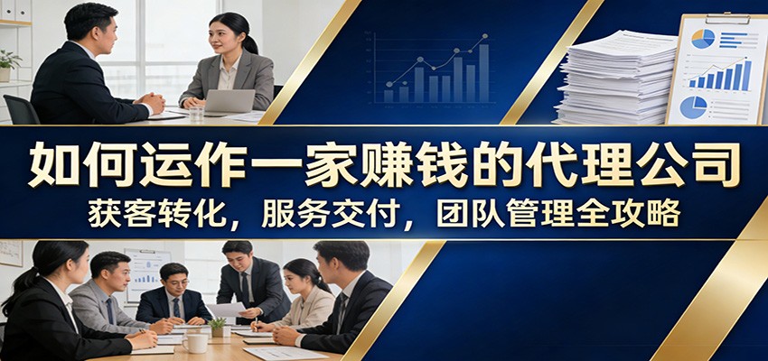 如何运作一家赚钱的代理公司：获客转化，服务交付，团队管理全攻略牛品源码-源码下载-源码社区-zblog主题插件-PHP源码-三合一源码-直播源码-短视频源码-APP源码-即时通讯-源码-交友源码牛品源码