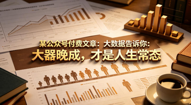 某公众号付费文章：大数据告诉你：大器晚成，才是人生常态牛品源码-源码下载-源码社区-zblog主题插件-PHP源码-三合一源码-直播源码-短视频源码-APP源码-即时通讯-源码-交友源码牛品源码