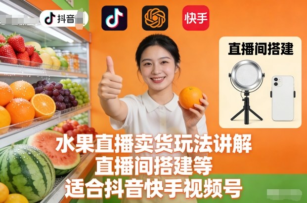 水果直播卖货玩法讲解、直播间搭建等,适合抖音快手视频号牛品源码-源码下载-源码社区-zblog主题插件-PHP源码-三合一源码-直播源码-短视频源码-APP源码-即时通讯-源码-交友源码牛品源码