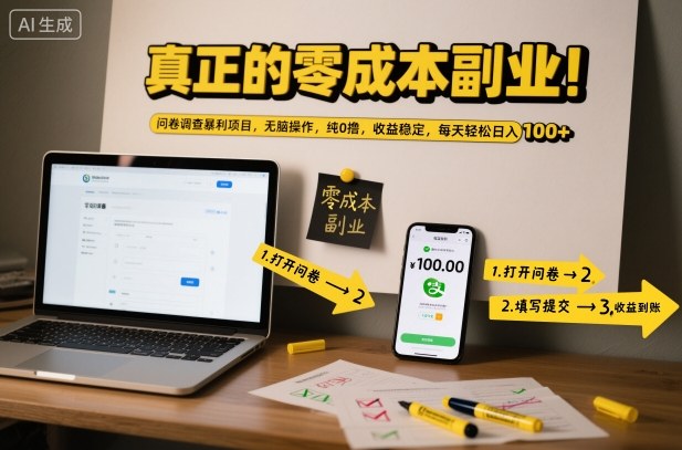 真正的零成本副业!问卷调查暴利项目,无脑操作,纯0撸,收益稳定,每天轻松日入100+【揭秘】牛品源码-源码下载-源码社区-zblog主题插件-PHP源码-三合一源码-直播源码-短视频源码-APP源码-即时通讯-源码-交友源码牛品源码