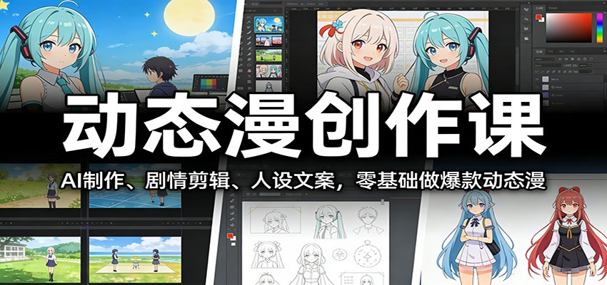 动态漫创作课:AI制作、剧情剪辑、人设文案,零基础做爆款动态漫牛品源码-源码下载-源码社区-zblog主题插件-PHP源码-三合一源码-直播源码-短视频源码-APP源码-即时通讯-源码-交友源码牛品源码