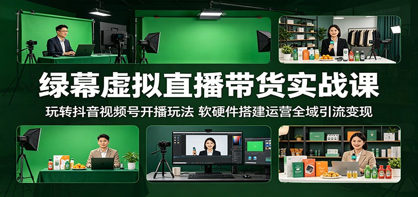 绿幕虚拟直播带货实战课:玩转抖音视频号开播玩法,软硬件搭建运营全域引流变现牛品源码-源码下载-源码社区-zblog主题插件-PHP源码-三合一源码-直播源码-短视频源码-APP源码-即时通讯-源码-交友源码牛品源码