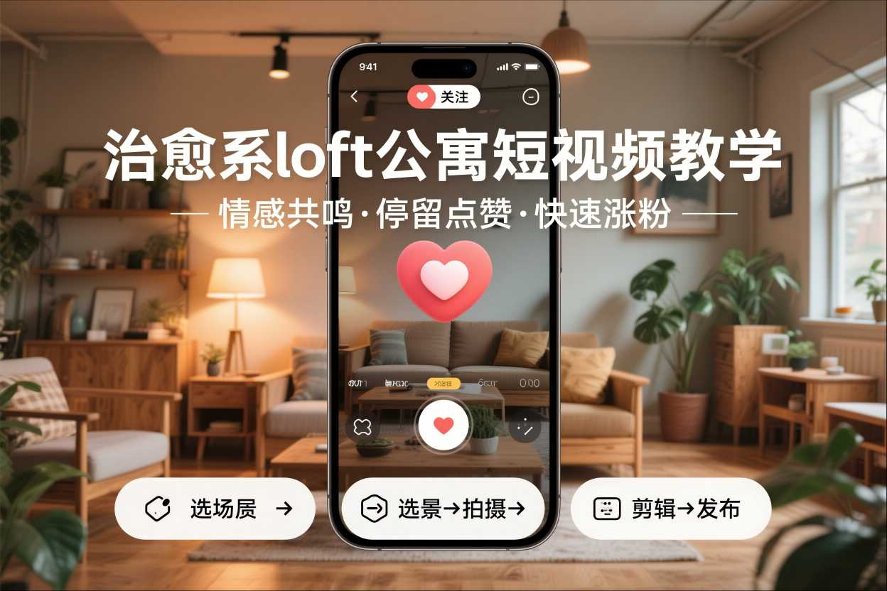 治愈系loft公寓短视频制作教学，情感共鸣引停留点赞关注，快速起号涨粉牛品源码-源码下载-源码社区-zblog主题插件-PHP源码-三合一源码-直播源码-短视频源码-APP源码-即时通讯-源码-交友源码牛品源码