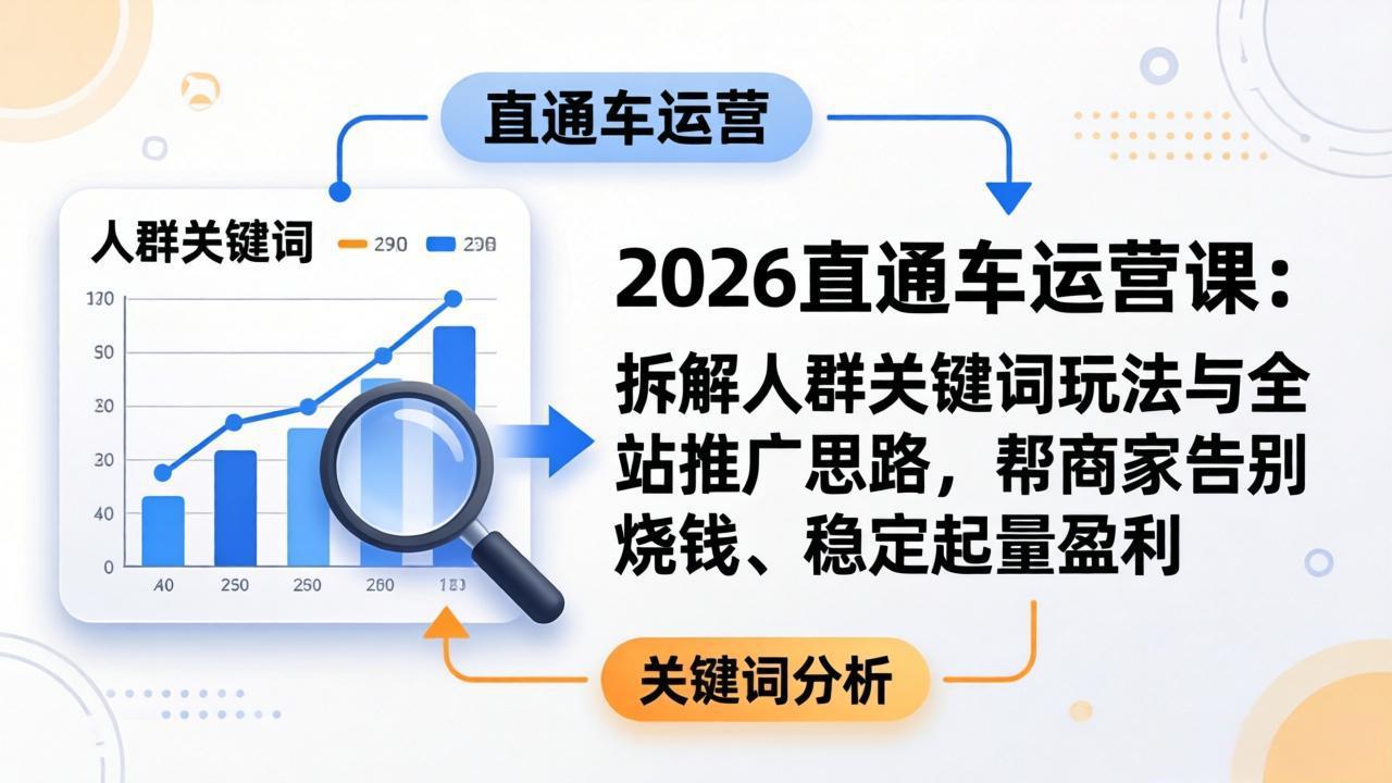 2026直通车运营课:拆解人群关键词玩法与全站推广思路,帮商家告别烧钱、稳定起量盈利牛品源码-源码下载-源码社区-zblog主题插件-PHP源码-三合一源码-直播源码-短视频源码-APP源码-即时通讯-源码-交友源码牛品源码