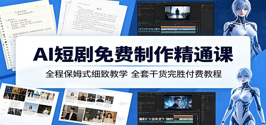 AI短剧免费制作精通课：全程保姆式细致教学，全套干货完胜付费教程牛品源码-源码下载-源码社区-zblog主题插件-PHP源码-三合一源码-直播源码-短视频源码-APP源码-即时通讯-源码-交友源码牛品源码