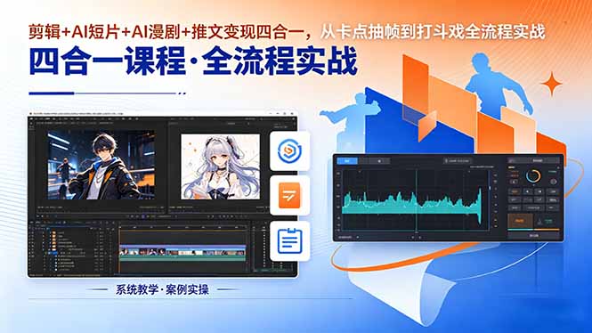 剪辑+AI短片+AI漫剧+推文变现四合一，从卡点抽帧到打斗戏全流程实战牛品源码-源码下载-源码社区-zblog主题插件-PHP源码-三合一源码-直播源码-短视频源码-APP源码-即时通讯-源码-交友源码牛品源码