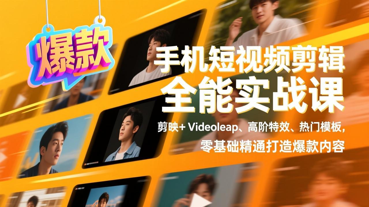 手机短视频剪辑全能实战课，剪映+Videoleap、高阶特效、热门模板，零基础精通打造爆款内容牛品源码-源码下载-源码社区-zblog主题插件-PHP源码-三合一源码-直播源码-短视频源码-APP源码-即时通讯-源码-交友源码牛品源码