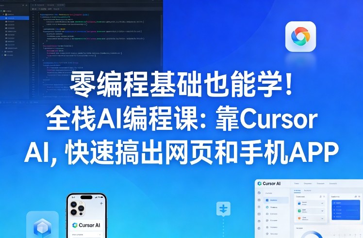 零编程基础也能学!全栈AI编程课:靠Cursor AI,快速搞出网页和手机APP牛品源码-源码下载-源码社区-zblog主题插件-PHP源码-三合一源码-直播源码-短视频源码-APP源码-即时通讯-源码-交友源码牛品源码