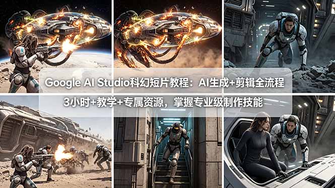 Google AI Studio科幻短片教程：AI生成+剪辑全流程，3小时+教学+专属资源，掌握专业级制作技能牛品源码-源码下载-源码社区-zblog主题插件-PHP源码-三合一源码-直播源码-短视频源码-APP源码-即时通讯-源码-交友源码牛品源码